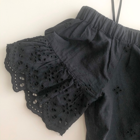 Madewell Navy Flutter Sleeve Off-Shoulder Top - Picture 6 of 7